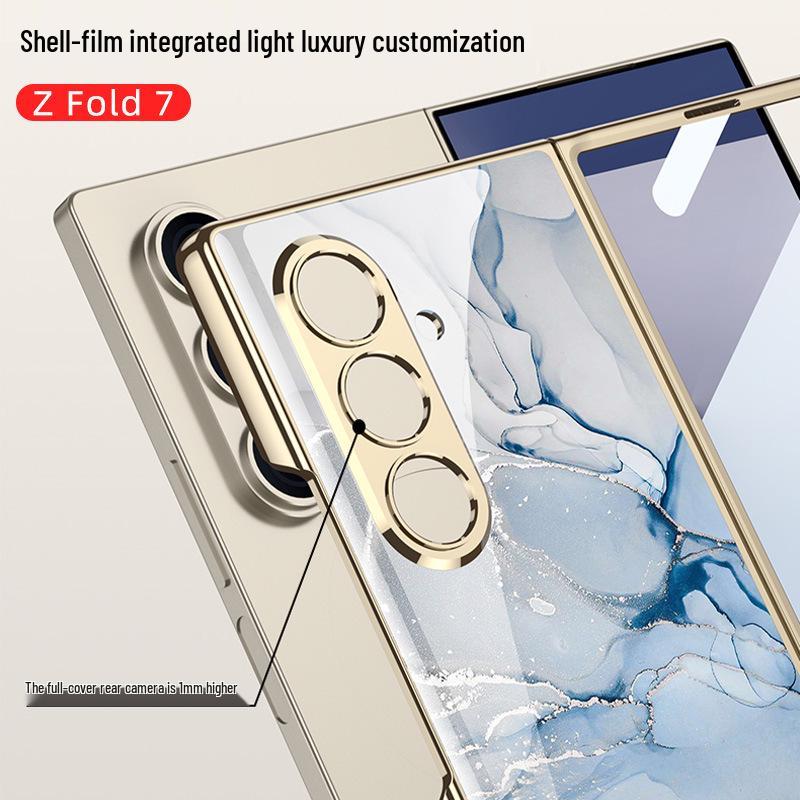 Сердце Мира: Гальванизированный стеклянный чехол для Samsung Z Fold7 - Модный, простой стиль, защитная накладка