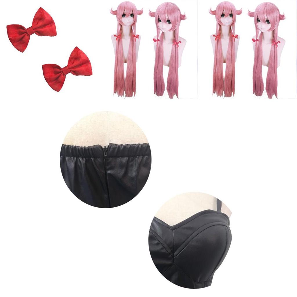 Изысканный костюм для косплея Гасай Юно из Дневника будущего, включающий черное платье из искусственной кожи