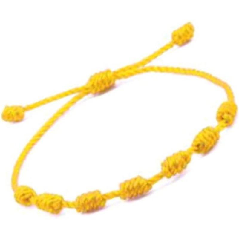 Браслет 7 узлов для защиты, сглаза и удачи. Буддийская струна. Нить/Амулет для процветания и успеха. Шнур регулируется.