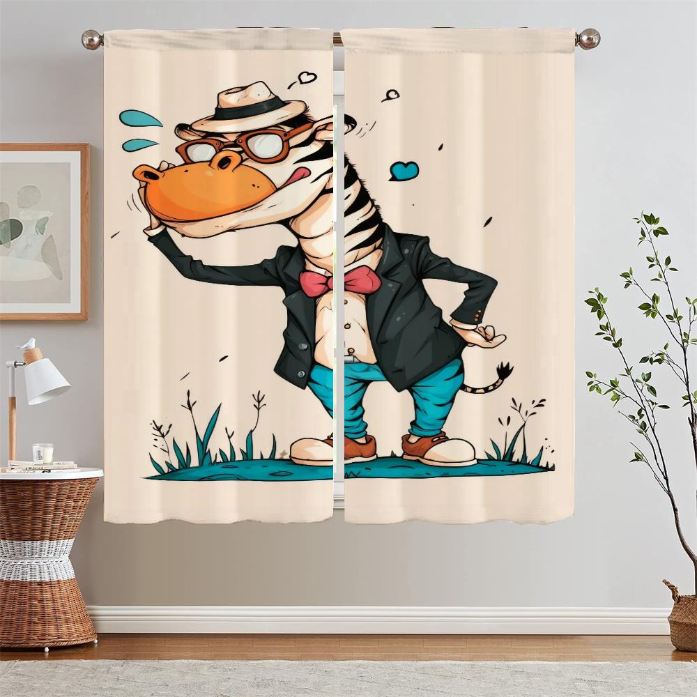 Mr. Zebra Children's Room Curtains for Living Room Curtain Bedroom Curtains 2 Pieces Customs Free Shipping Products Blackout