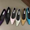 French Temperament Satin Pointed Single Shoes Women's 2025 Autumn New Shallow Mouth Senior Fairy Gentle Soft Sole Grandma Shoes