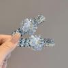 Винтажная корейская заколка для волос с синим кристаллом в виде цветка - Роскошная блестящая заколка-невидимка для челки и боковых прядей