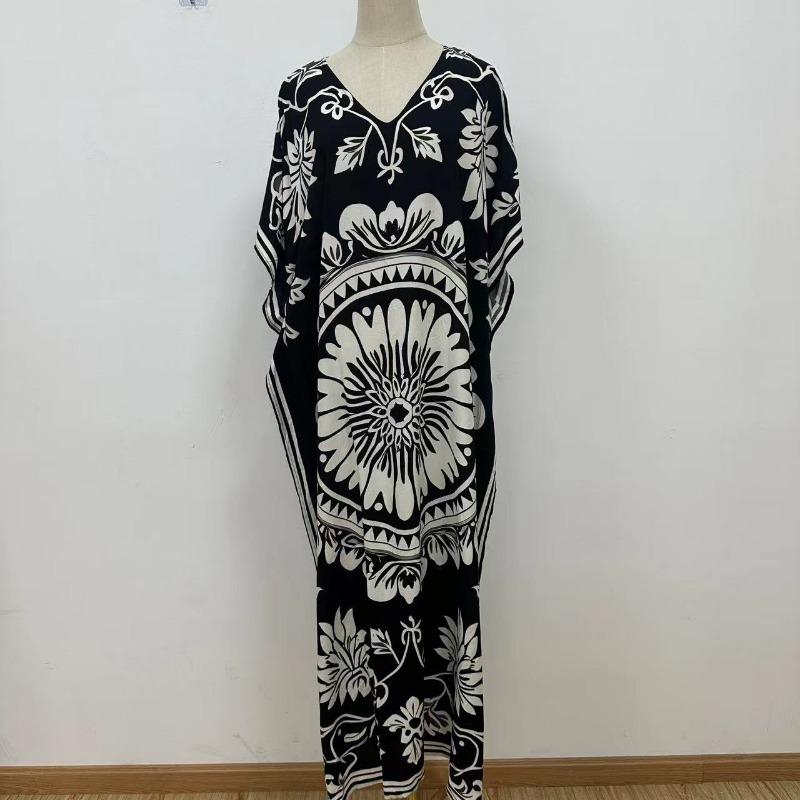 Плюс Размер Женщин Новый Принт Пляжный Свободный Платье Праздничный Бикини Накидка