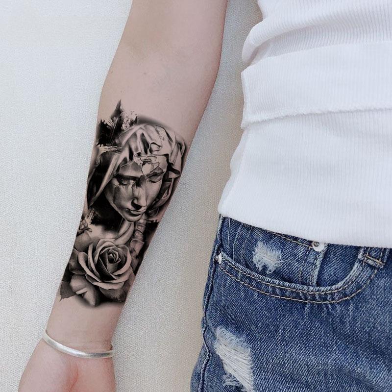 Набор наклеек для татуировки Черный астронавт Персонаж Компас Элемент Водная передача Печать Моделирование татуировки Наклейка Татуировка