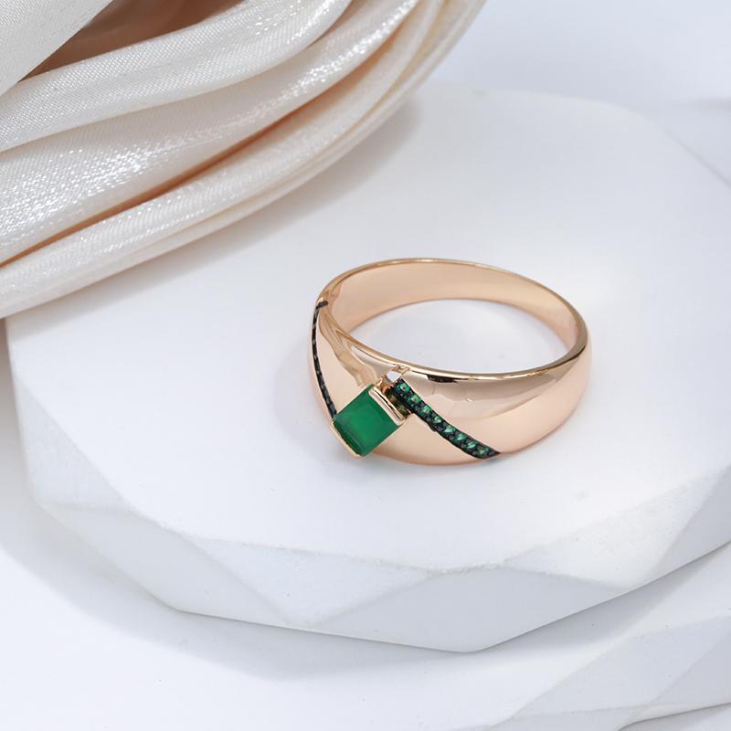 Винтажные кольца Kinel Drak с зеленым цирконом для женщин, розовое золото, черные ювелирные украшения