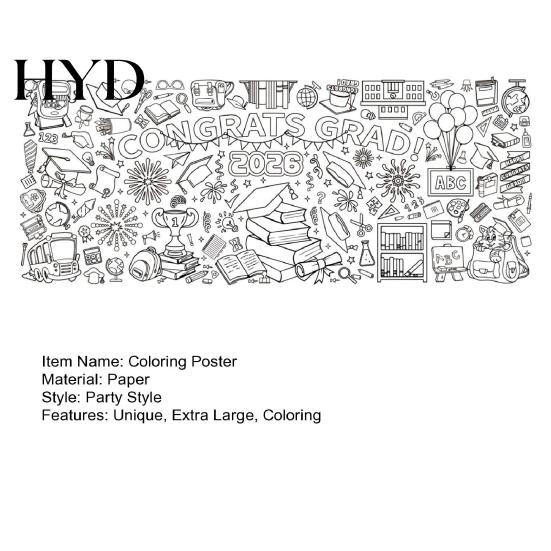 Children Creative Coloring Poster 72 x 30 Inch Giant Graduation Large Congrats Theme Activity Tablecloth for Kids Preschool Activities Home Classroom