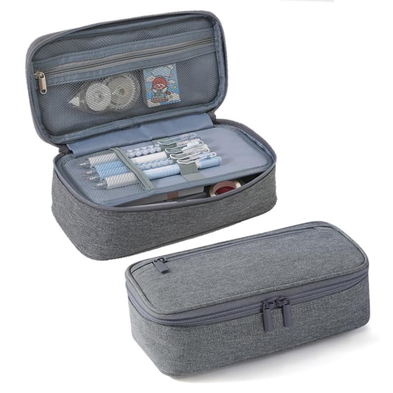 Сумка для хранения ручек, пенал, 2 слоя, большая емкость, косметические принадлежности высокого качества, простые канцелярские коробки для студентов