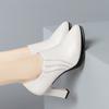 Fashion Comfortable Pointed Toe Deep Mouth Soft Leather Shoes Women's Pumps 2024 Fall Block High Heels For Office Model Mom Elegant