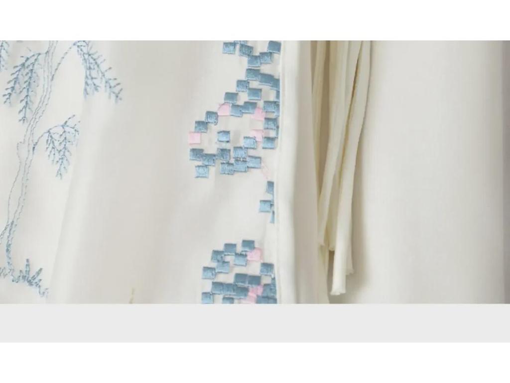 Изысканная юбка ханьфу с вышивкой в виде китайского пейзажа и сеткой из органзы