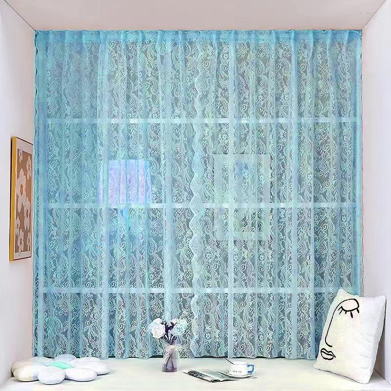 2/1Pcs Vintage Lace Curtains French Style Floral Sheer Curtains Rod Pocket Window Drapes For Living Room Bedroom Decoration