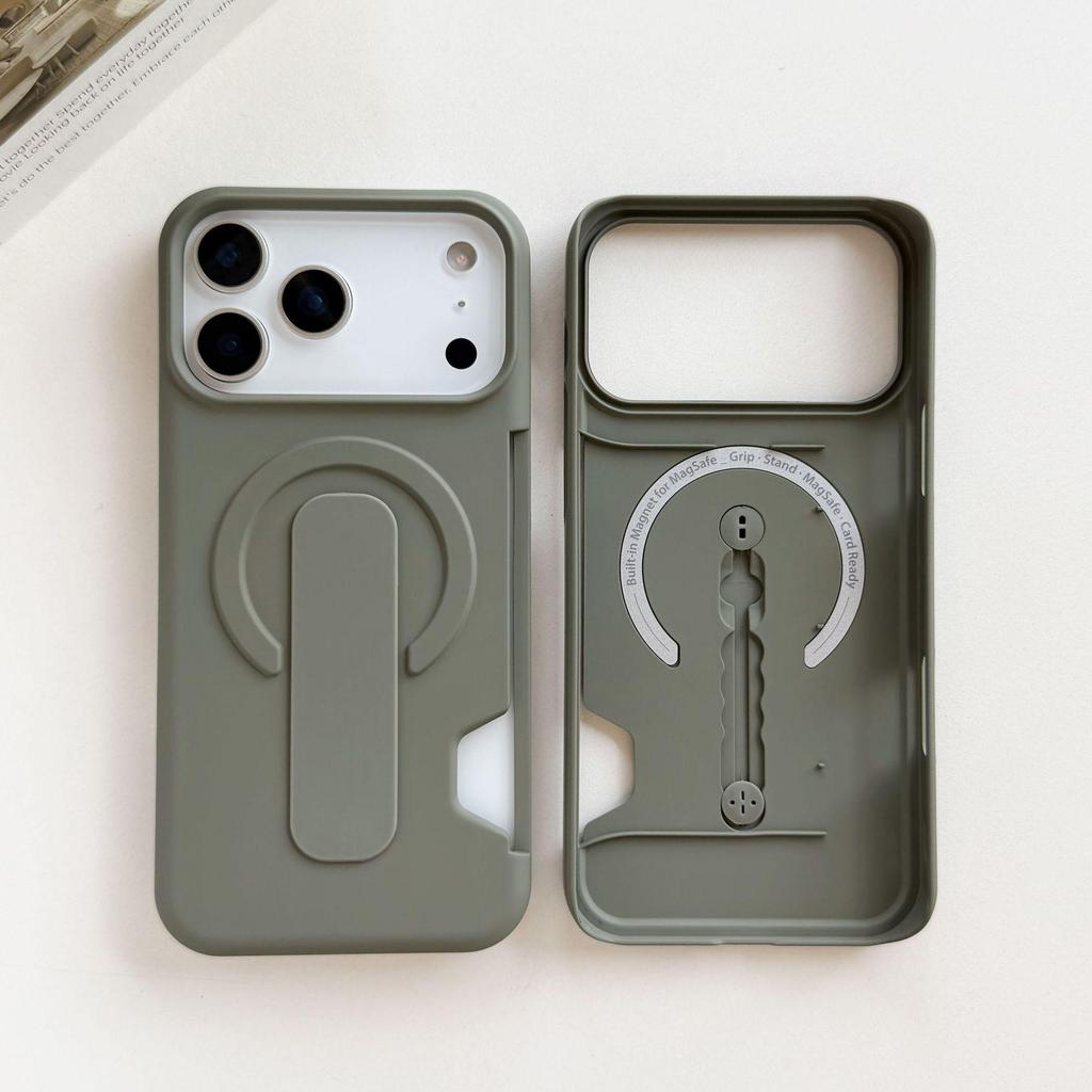 Apple 17 Pro Max Matte Magnetic Case with Invisible Stand and Card Holder for iPhone 16/15/14