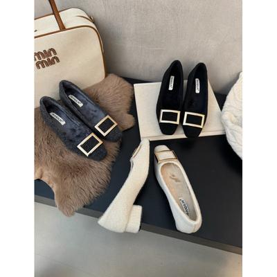 2025 осень новые металлические квадратные пряжки туфли-лодочки с открытой союзкой на толстом каблуке с квадратным носком женские для работы Мэри Джейн