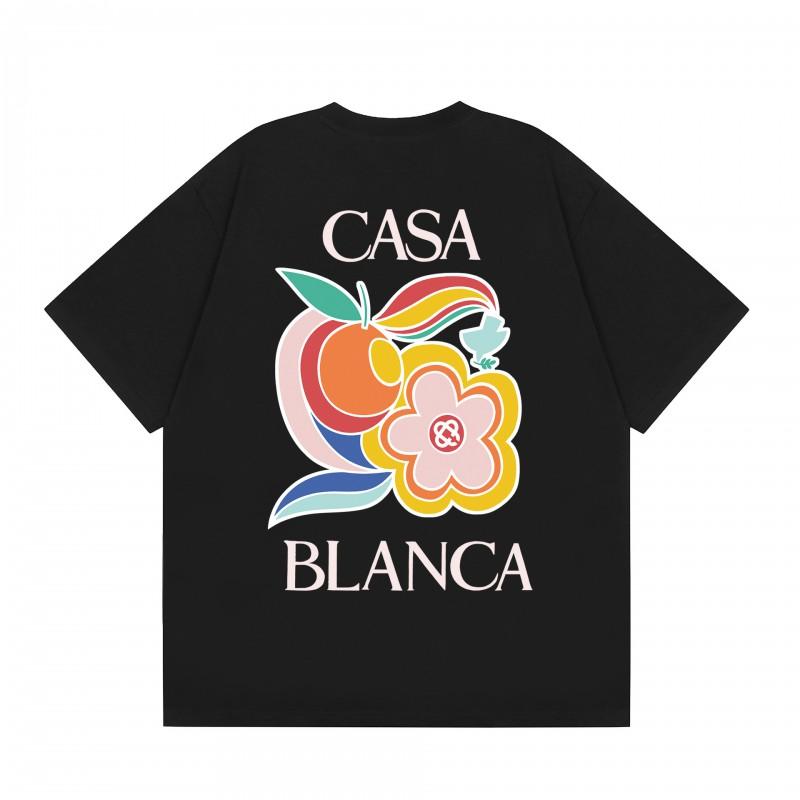 Casablanca Streetwear T-Shirt Men Women Loose Fit Short Sleeve Casual Tee High Street Style