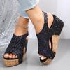 Fashion Women Wedge Sandals 2024 Summer Ladies Casual Non-slip Peep Toe Thick Bottom Platform Slippers Leopard Print Shoes