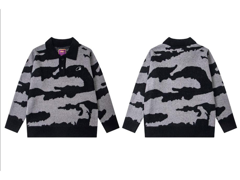 Модный шерстяной кардиган на молнии Corteiz - Американский ретро уличный хип-хоп унисекс куртка