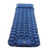 Camping Sleeping Pad Navy Blue Lightweight Moistureproof Inflatable Double Mattress With Storage