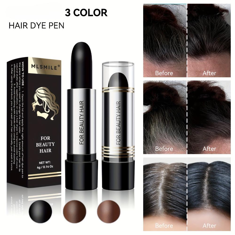 Мгновенно закрасьте седые волосы с помощью нашей краски для волос Hair Dye Pen, которая имеет цвет, похожий на помаду, для временного окрашивания волос.
