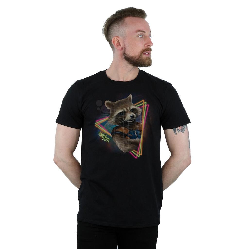 Guardians Of The Galaxy Mens Rocket Raccoon Neon Cotton T-Shirt