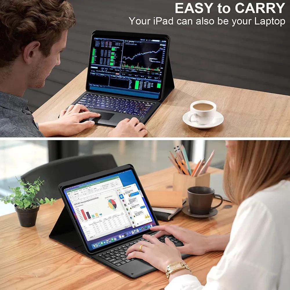Защитный чехол для Galaxy Tab A9+ с Bluetooth-клавиатурой Samsung S11+ и кожаным чехлом с подсветкой A7 Touch