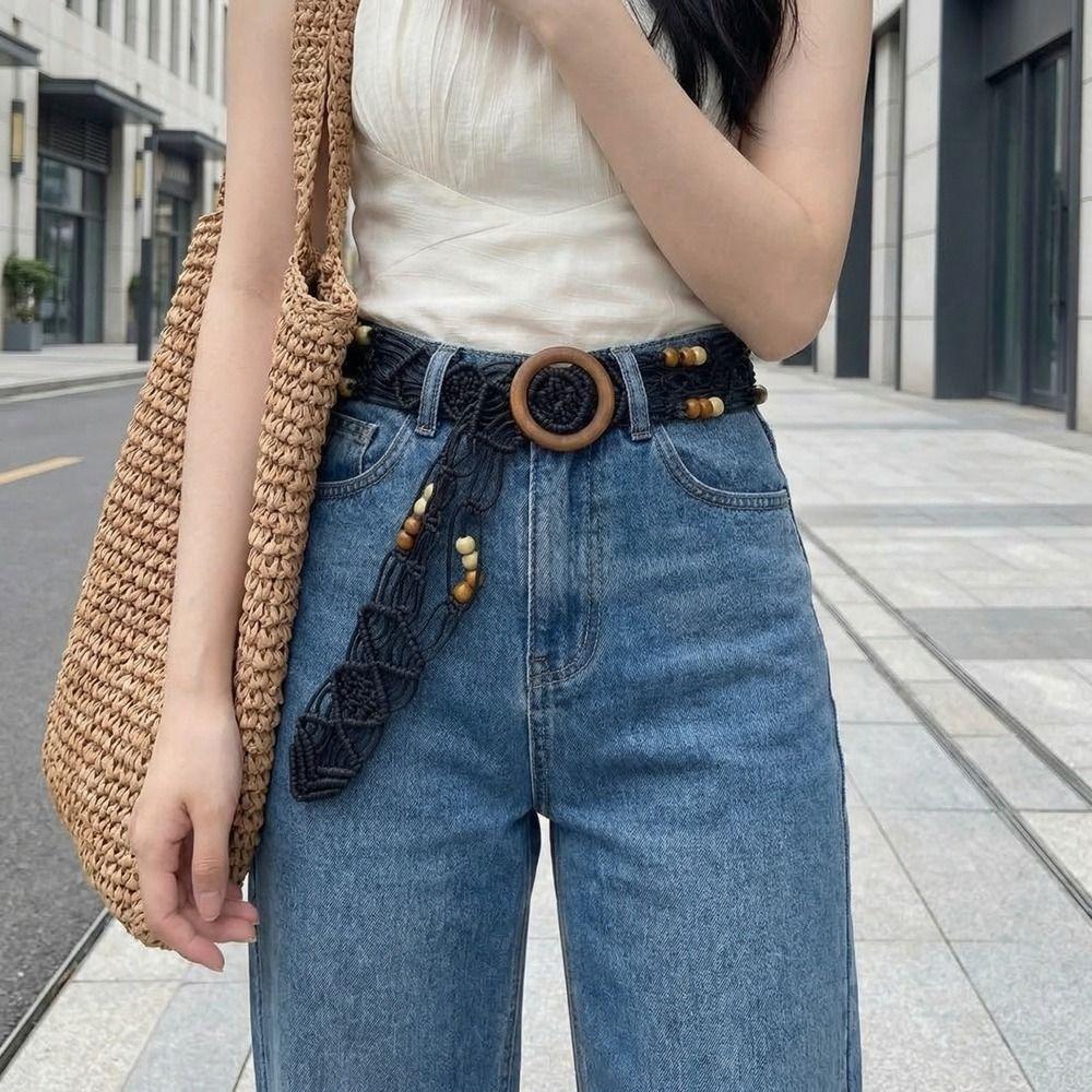 Retro Weave Belt Wax Rope Waist Rope Fashion Bohemian Style Belt Women