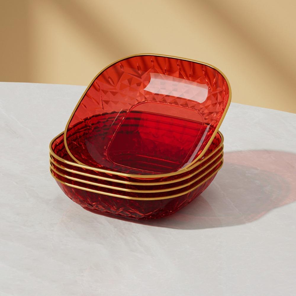 5PCS Golden Trim Snack Plate Square Dining Table Waste Dish Multi-functional Appetizer Plate Fruit
