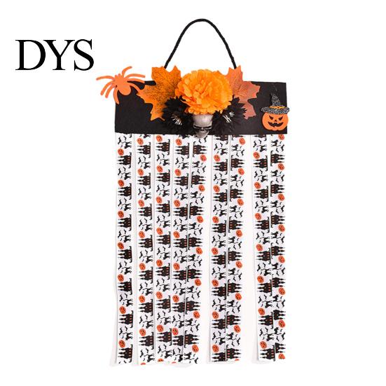Non-woven Fabric Holiday Wall Decoration Halloween Rag Flag Banner, Pumpkin Maple Leaf Flower Ribbon Hanging Tassel for Home Entrance Decor, Farmhouse