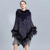 Fur Collar Pullover Cape Shawl Women'S Knitted Fur Coat 601 #