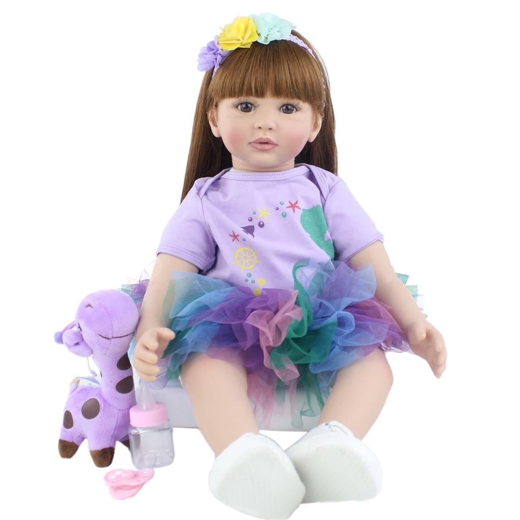 BZDOLL 60 см мягкая тканевая силиконовая кукла Reborn для малышей, принцесса для девочек, 24 дюйма, как настоящий ребенок, игровой домик, игрушка