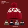 Новая шапка с помпоном из вишневого меха в стиле Fair Isle для женщин, теплая шерстяная шапка для осени и зимы, рождественская вязаная шапка для защиты ушей для мужчин