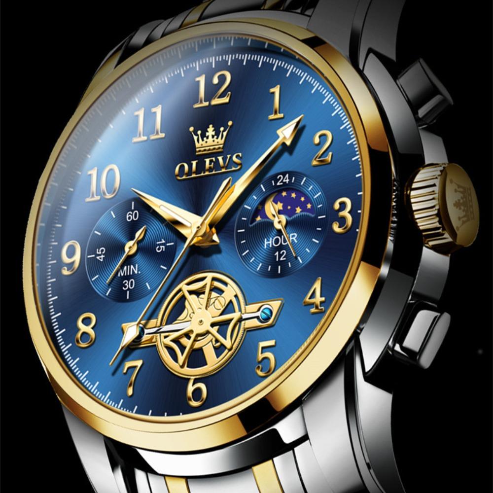 OLEVS Новые лучшие мужские часы Водонепроницаемые кварцевые, Мужские часы Мужские часы Бизнес-месяц Таблица временных кодов исправлений