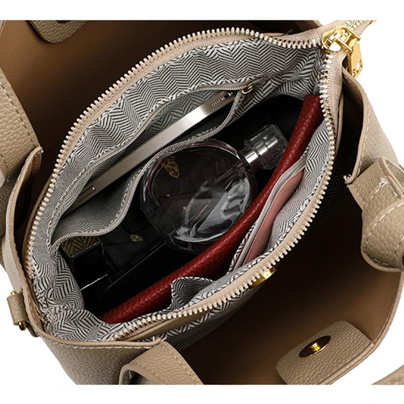 Ретро мода простая новая текстура большая вместительная сумка на плечо женские сумки портативная сумка-ведро