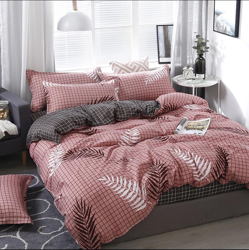 Комплект из четырех предметов постельного белья из стираного хлопка, пододеяльник, простыня, пододеяльник, простой комплект в скандинавском стиле