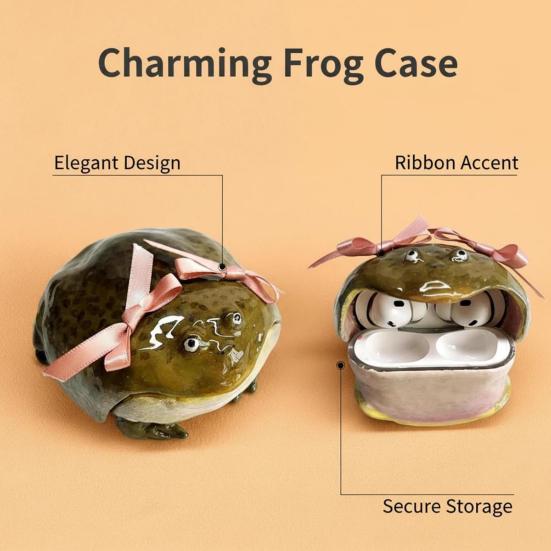 Некрасивый чехол-лягушка с бантом для наушников AirPods 1/2/3/4/Pro 1/2/3, совместимый с Bluetooth, чехол для беспроводной зарядки наушников, прозрачный защитный корпус для наушников