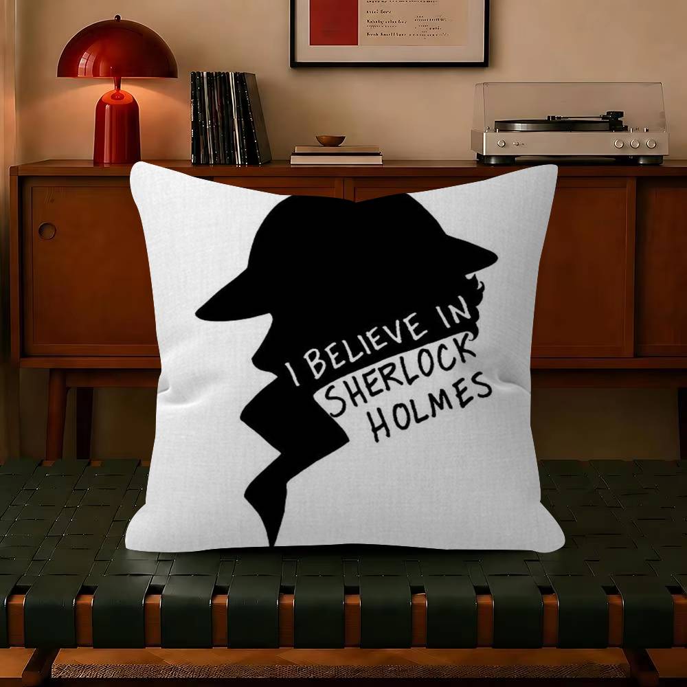 Literary Sherlock Holmes Decorative Polyester Throw Pillow Cover Square Suitable for Home Office Coffee Shop Decor