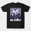 Мужская черная футболка с принтом Mr Robot Glitch Печать на трансферной бумаге без вырезания Хлопковая футболка