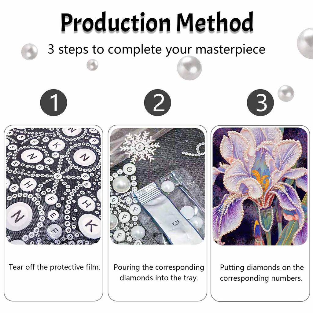 Pearl iris flower painting handmade creative projects. home wall decoration.