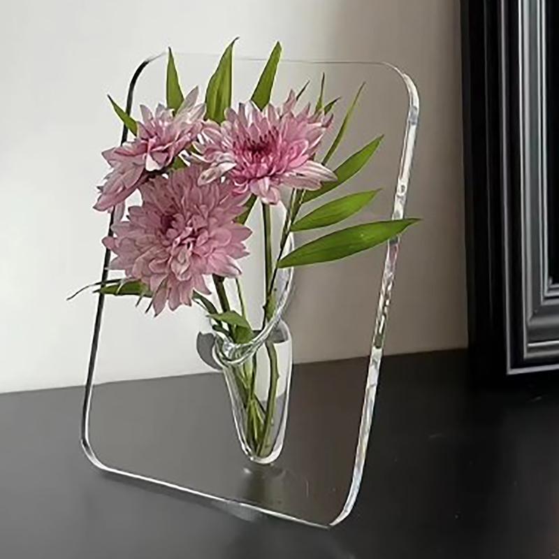 Acrylic Po Frame Vase Modern Art Floral Flower Vase Desktop Plant Holder For Office Home Gift Wedding Table Centerp Decor
