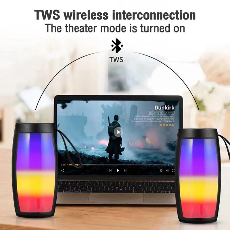 Светодиодный портативный Bluetooth-динамик с ночным светом, низкочастотный динамик, объемный звук, беспроводные динамики для домашнего офиса на открытом воздухе