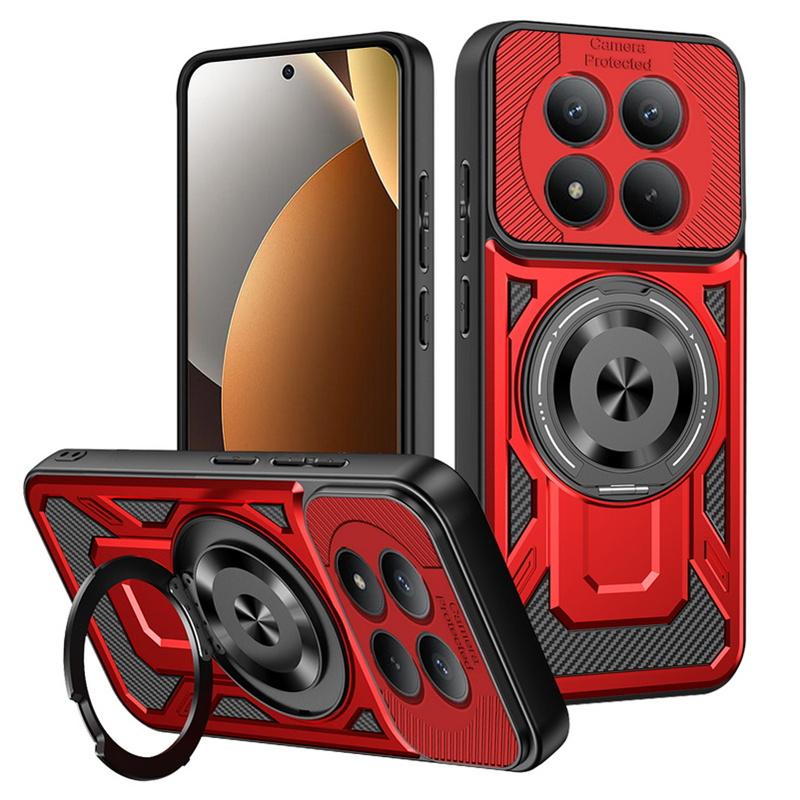 Роскошные чехлы для телефона с магнитным держателем для Xiaomi Redmi Note 15 14 13 Pro Plus Ударопрочный Бронированный Углеродное волокно Сочетающийся Защитный Чехол