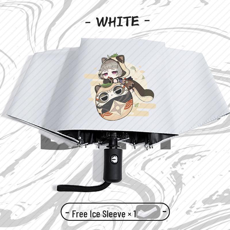 Зонт Genshin Impact Automatic складной с защитой от ультрафиолета для учеников начальной школы - устойчив к ветру, подходит для использования в солнечную и дождливую погоду