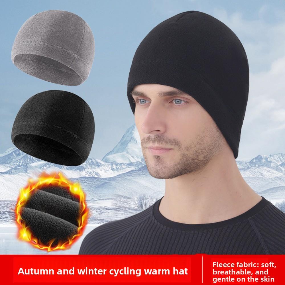 Polar Fleece Running Winter Sport Cap Solid Color Outdoor Warm Hat Winter Autumn