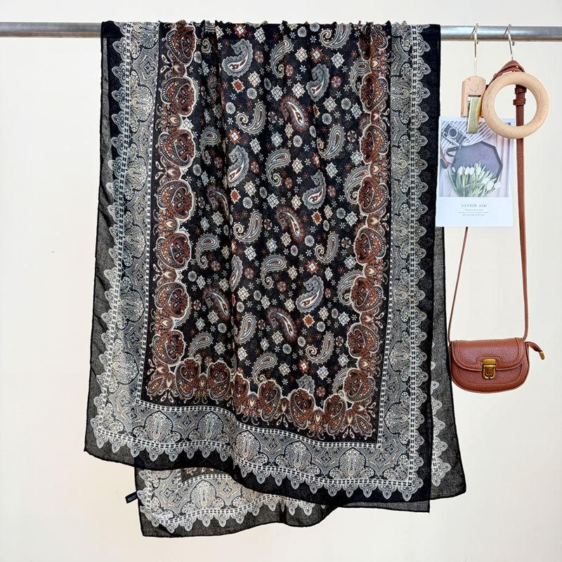 Этнический стиль принт «кешью» длинный шарф для женщин с высококлассным и универсальным классическим узором для путешествий, солнцезащитная шаль
