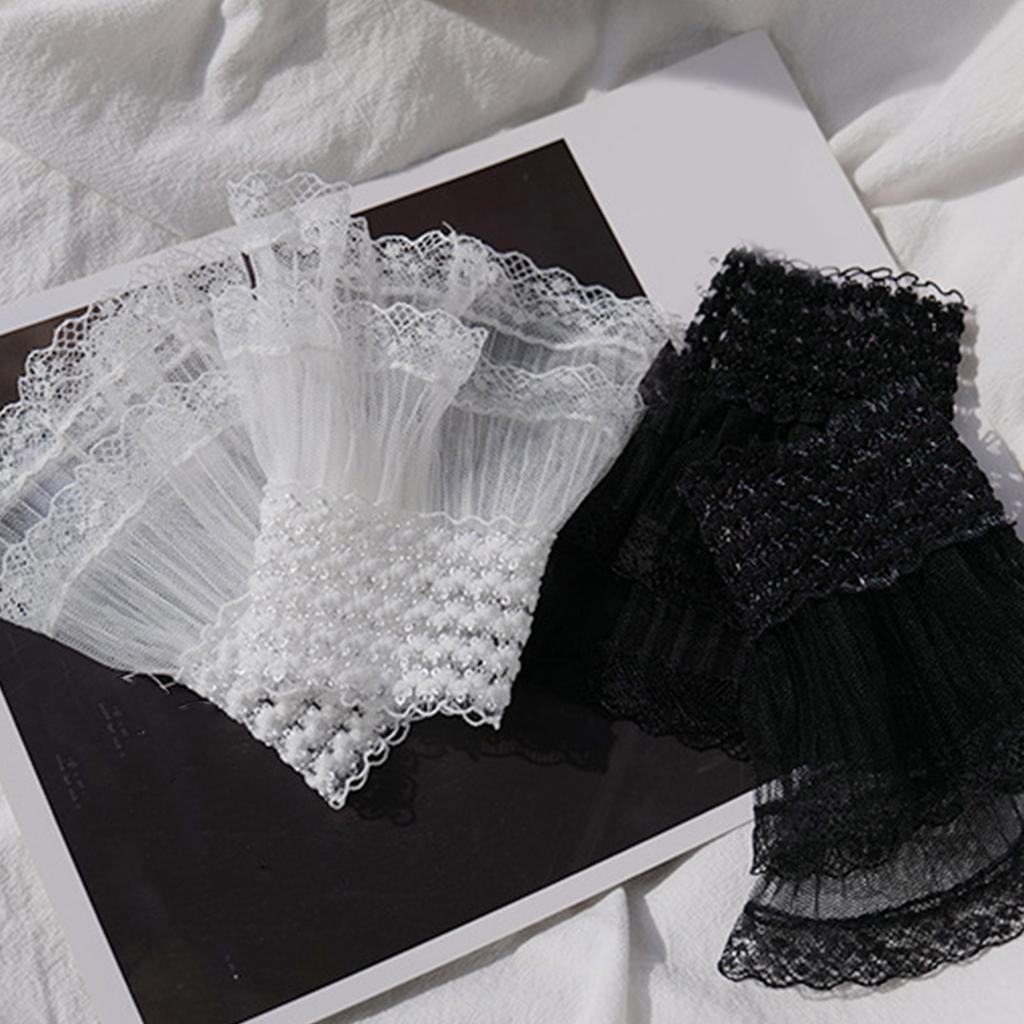 Съемный плиссированный расклешенный рукав накладные кружевные манжеты белый плиссированный браслет декоративные женские свадебные платья аксессуары ADM