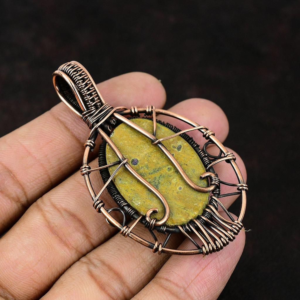 Подвеска из стихтита «Дерево жизни», медная проволока, обернутая в обертку, драгоценный камень, медная проволока, ювелирное изделие ручной работы, уникальный медный дизайн, кулон, подарок для нее