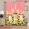 2D flat printing 2pcs Party Curtains Chihuahua Spring Flower Cute Dogs Digital Printed Polyester Drapes Family Party Decoration