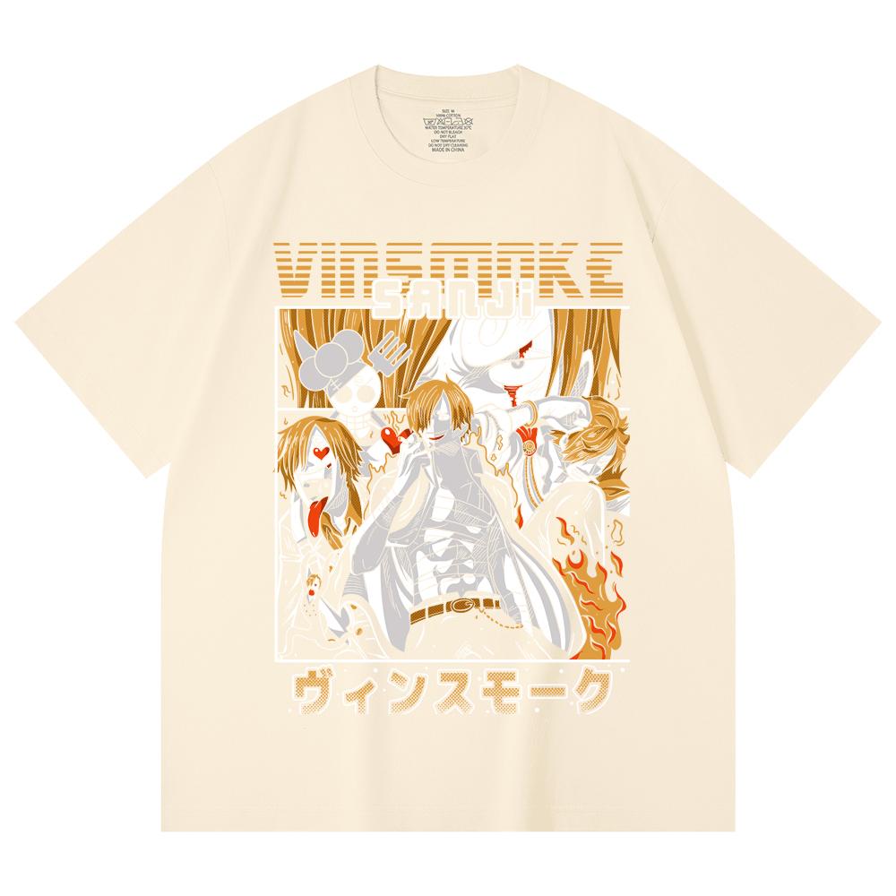 230 Gsm 100% Cotton One Piece V21 Sanji Print Unisex Heavy Cotton T Shirt