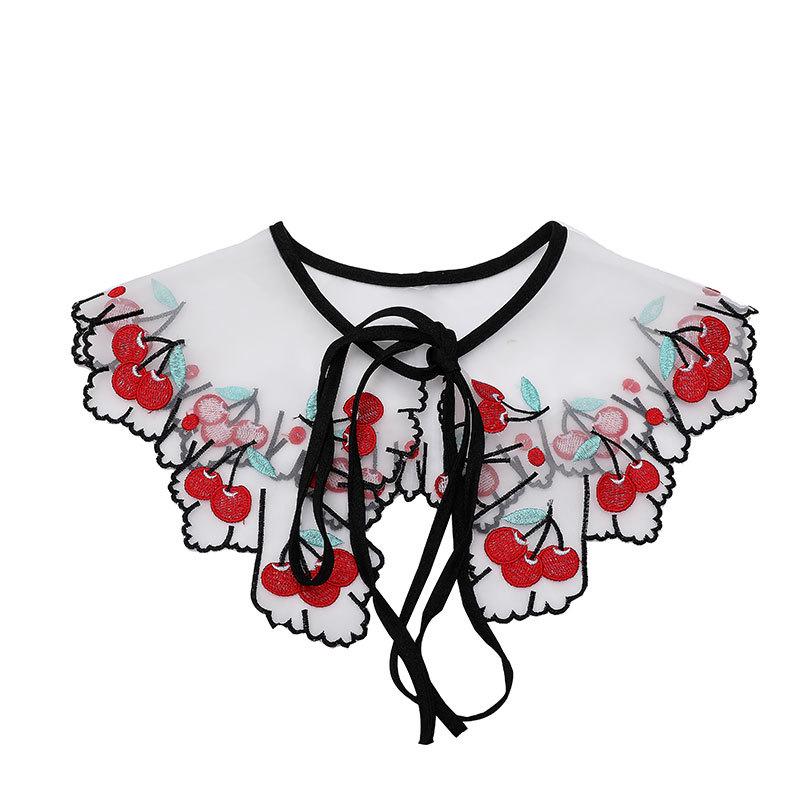 Organza Cherry Embroidered Bow Collar Faux Shawl for Women and Children