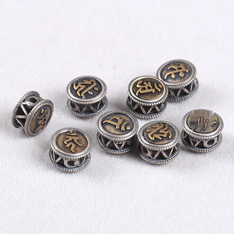 Браслет из стерлингового серебра 925 пробы с божествами-хранителями, бусинами с мантрами и подвесками со знаками зодиака