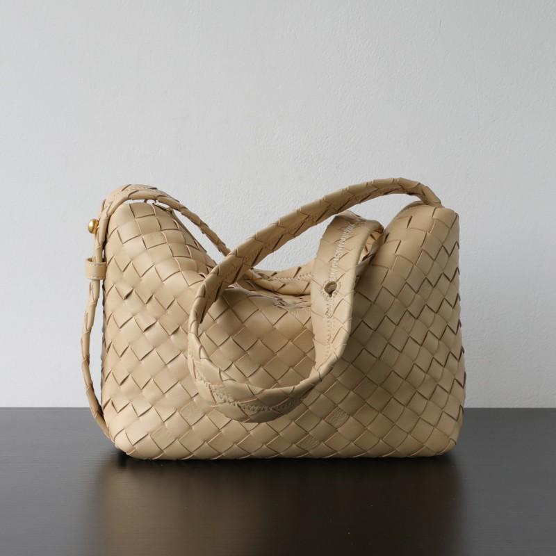 Handwoven Genuine Lamb Leather Hobo Pillow Bag With Wide Strap Soft Structured Shoulder Crossbody Women