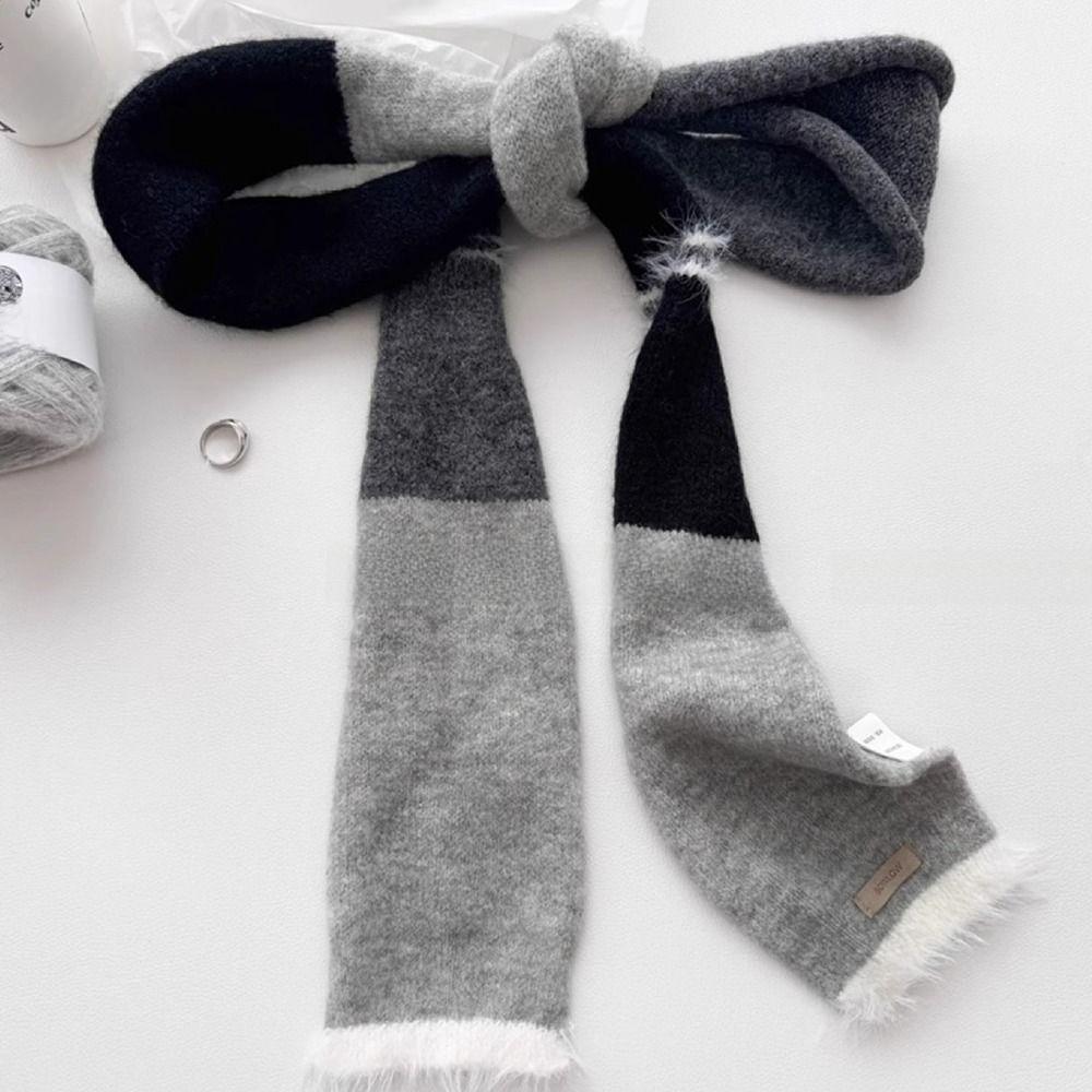 Y2 Sausage Thin Scarf Knitted Wool Plush Long Narrow Scarves Fashion Neck Scarves Autumn Winter
